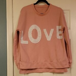 Pink Love Spellout Crewneck Sweatshirt Size Medium NWOT